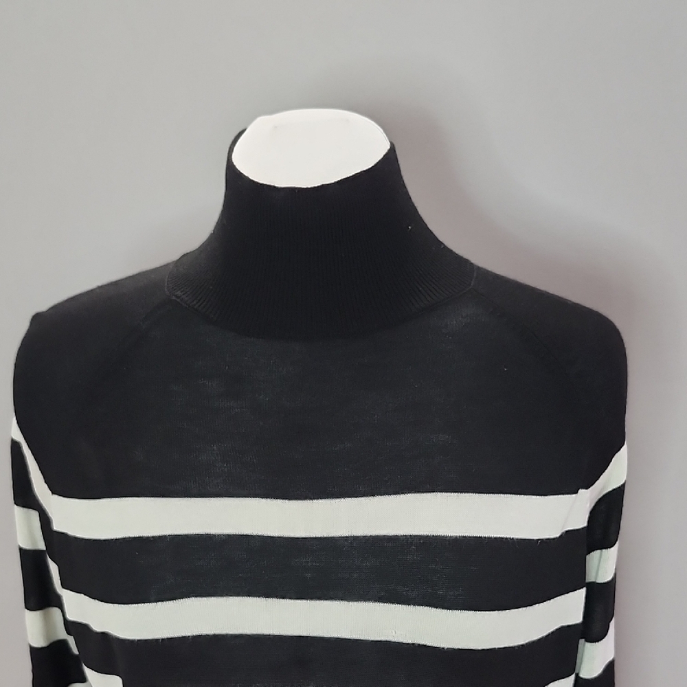 ZARA Stripes black and white turtle neck light knit sweater - Picture 3 of 13